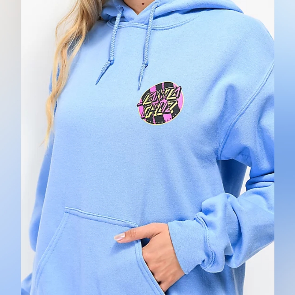 Santa Cruz. Brush Dot Blue Hoodie. Size Large.